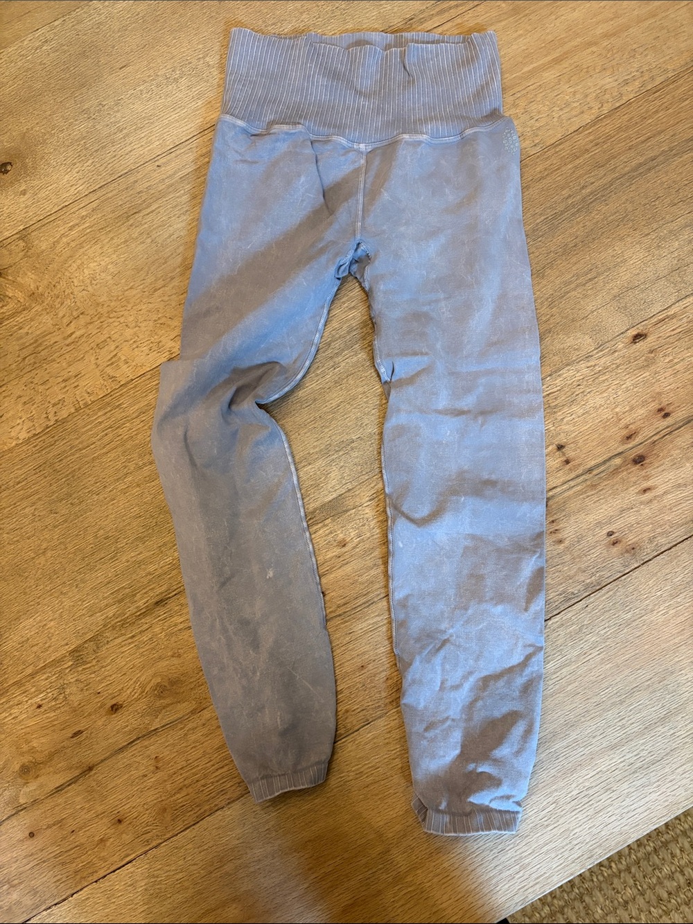 FP Movement by Free People Ribbed-Waist Leggings in Dusty Blue-Gray